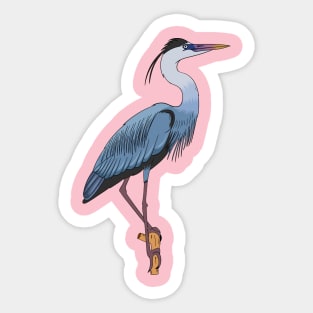 Great blue heron cartoon illustration. Sticker